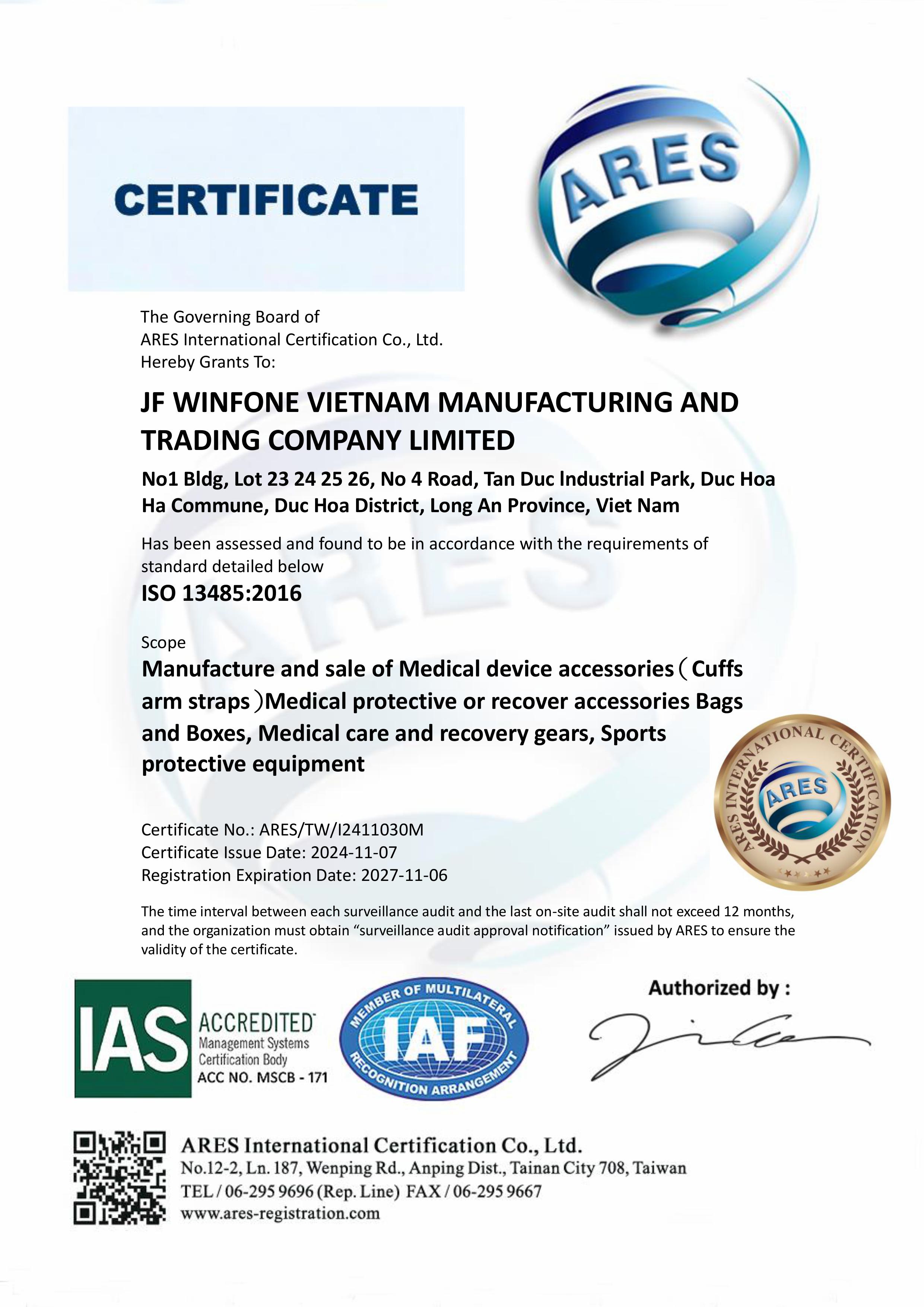 JF Winfone VN Co., LTDcertification