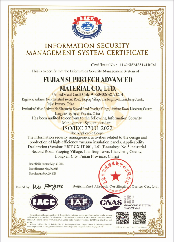 Fujian Super Tech Advanced Material Co., Ltd.certification