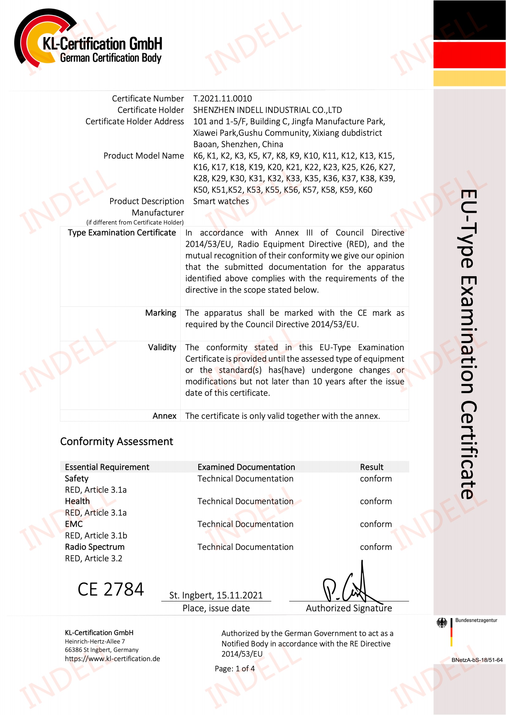 Shenzhen Indell Industrial Co. Ltdcertification