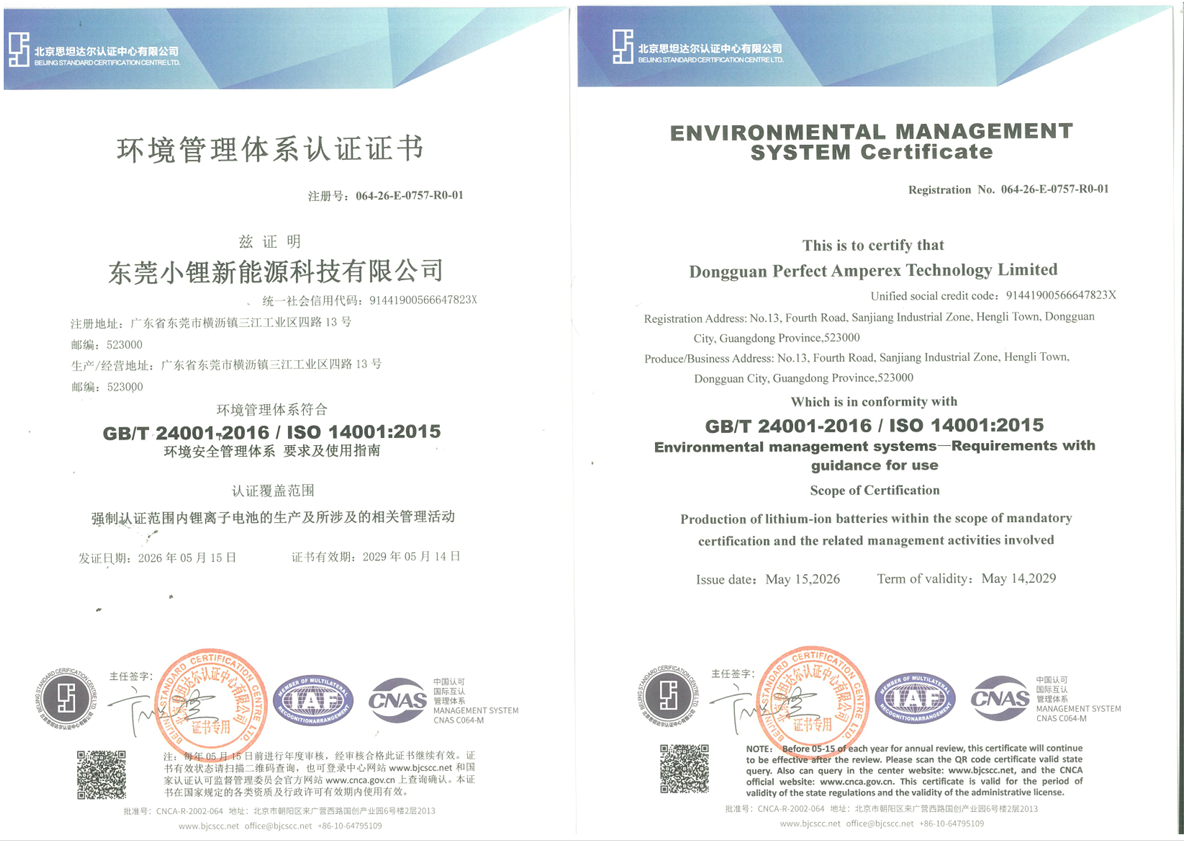 Dongguan Perfect Amperex Technology Limitedcertification