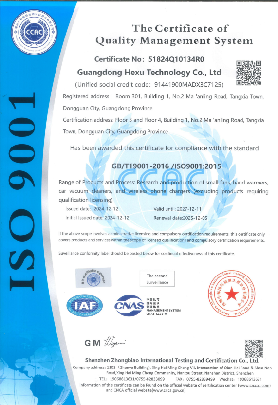 Guangdong Hexu Technology Co., Ltd.certification