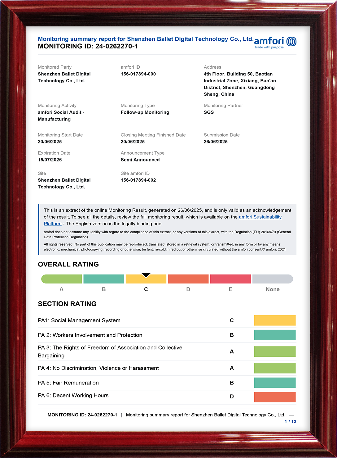 Shenzhen Ballet Digital Technology Co. Ltdcertification