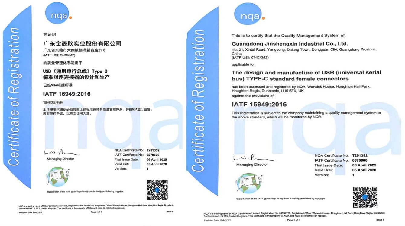 Guangdong Jinshengxin Industrial Co., Ltd.certification