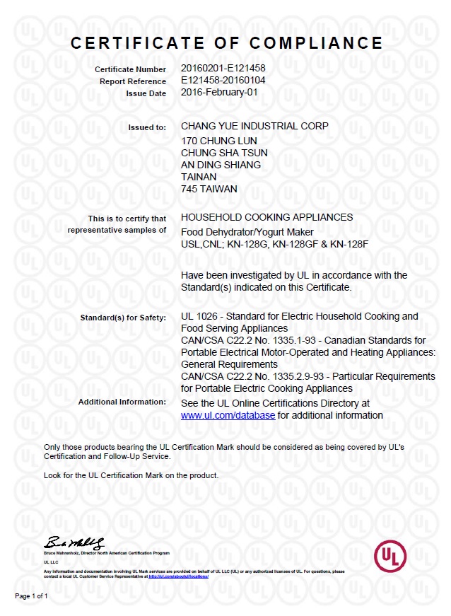 Chang Yue Industrial Corpcertification