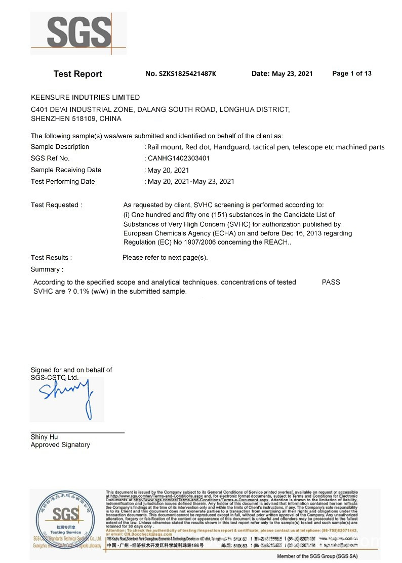 Keensure Industries Limitedcertification