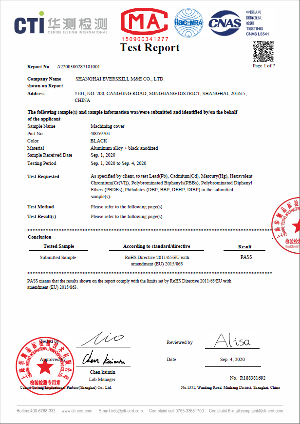 Shanghai ESME Corp. Ltdcertification