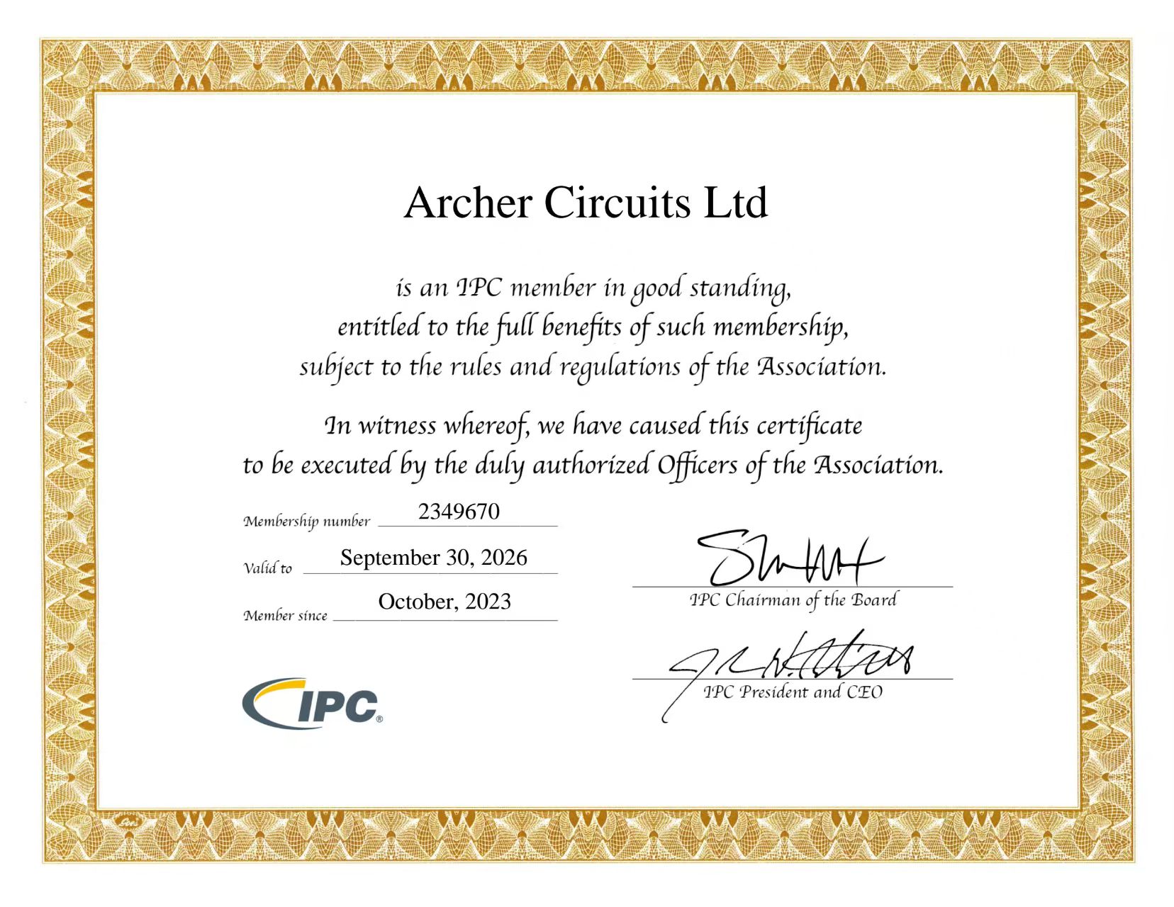 Shenzhen Archer Circuits company Ltdcertification