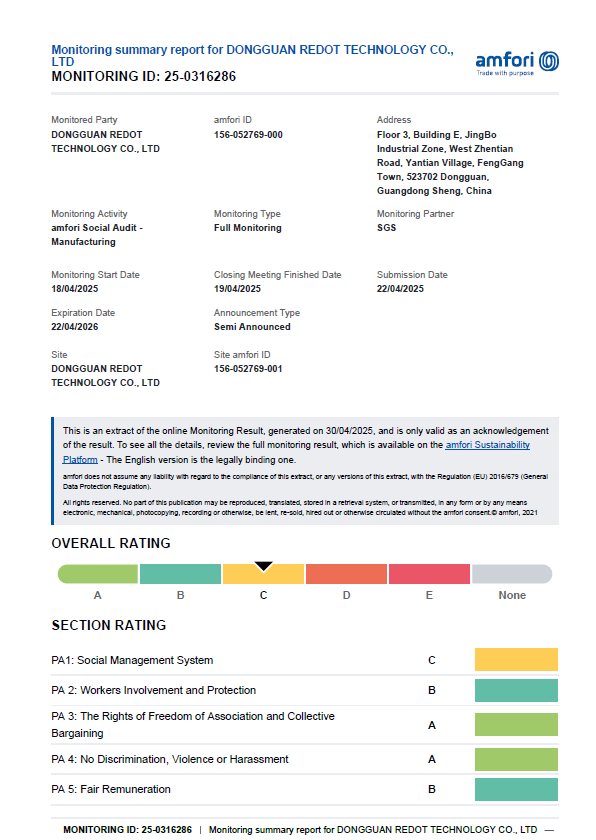 Redot Technology Co. Ltdcertification