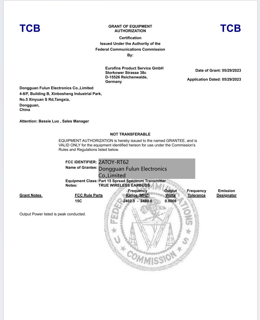 Dong Guan Fulun Electronics Co.Ltdcertification