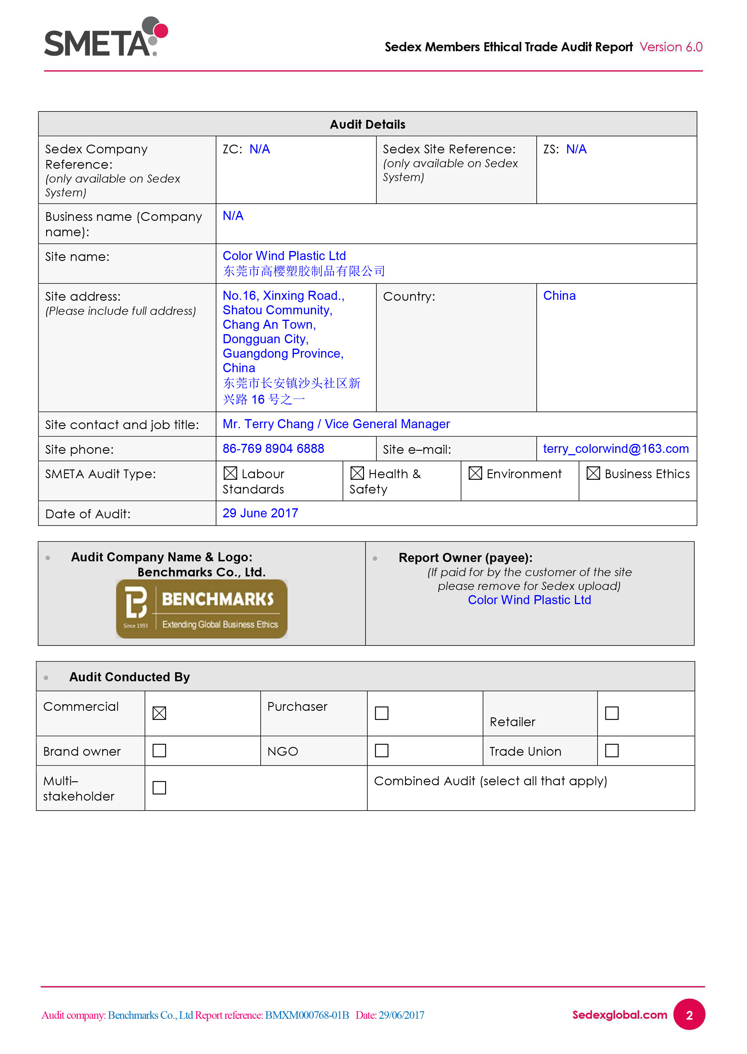 Color Wind Plastic Product Ltd.certification