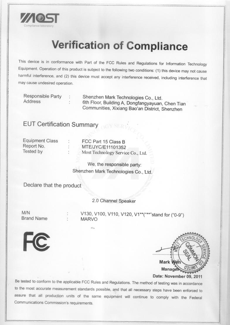 Shenzhen Mark Technology Co. Ltdcertification