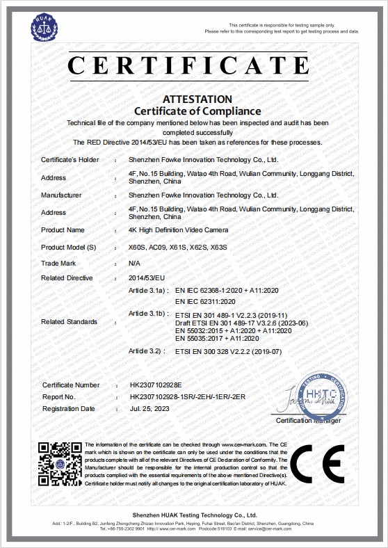Shenzhen Fowke Innovation Technology Co., Ltdcertification