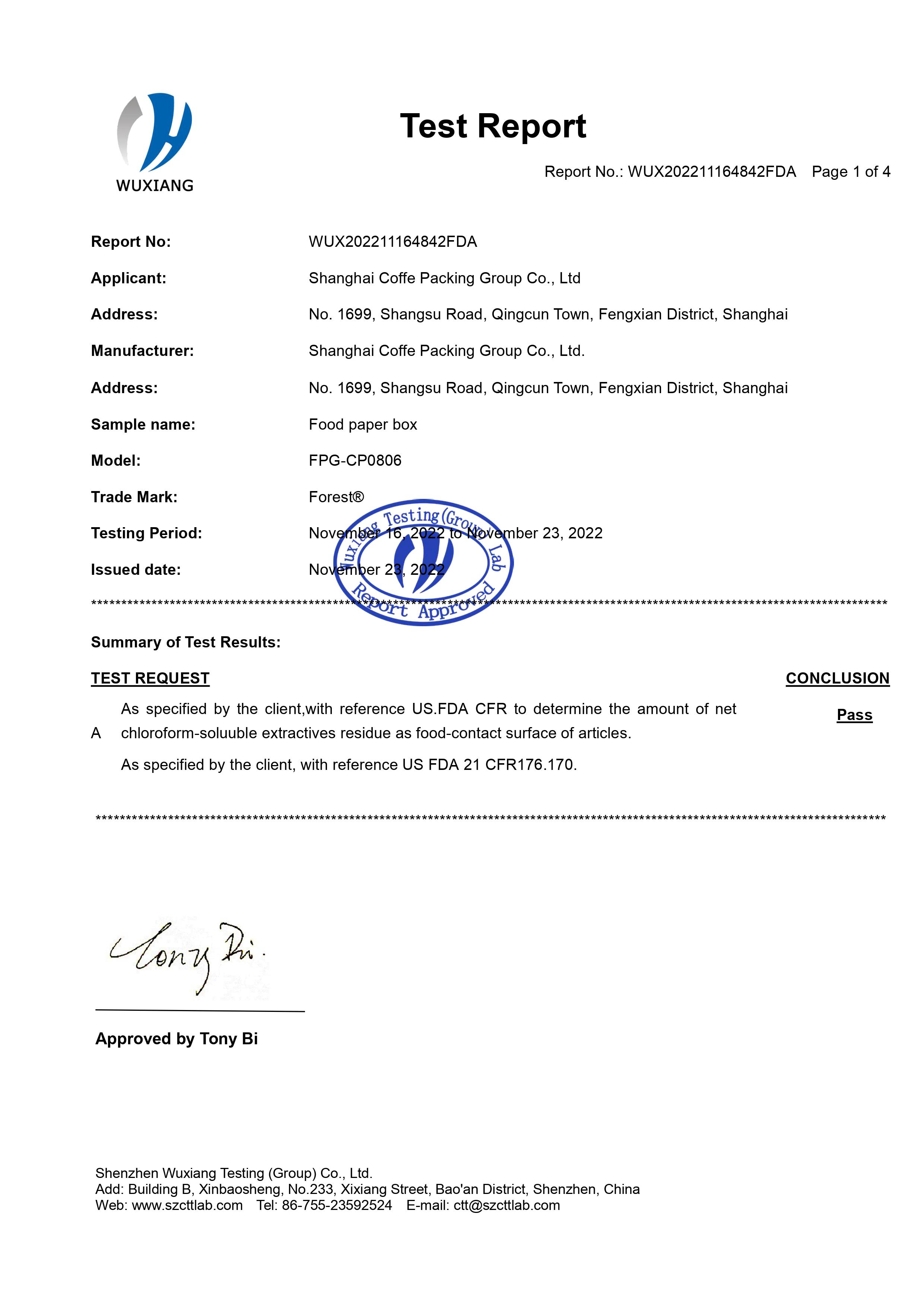 Hangzhou Forests Packing Group Co., Ltd.certification