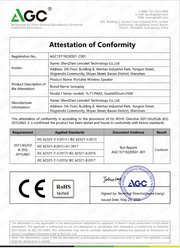 Shenzhen Lenodell Technology Co., Ltd.certification