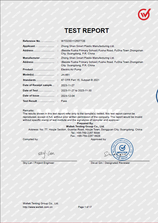 Zhongshan Smart Plastic Manufacturing Ltdcertification