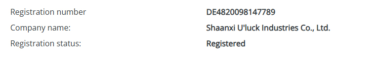 Shaanxi U'luck Industries Co., Ltdcertification