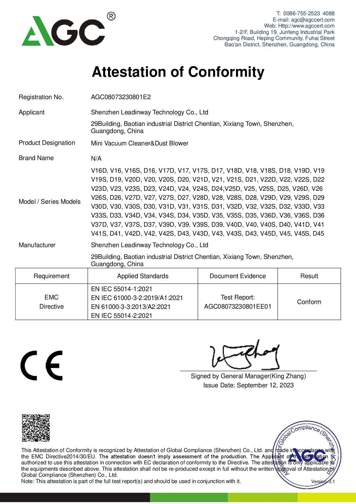 Shenzhen Leadinway Technology Co.Ltd.certification