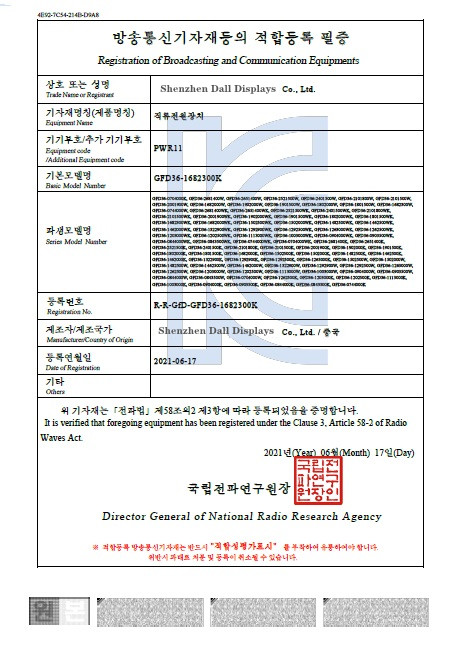 Shenzhen Dall Displays Limitedcertification