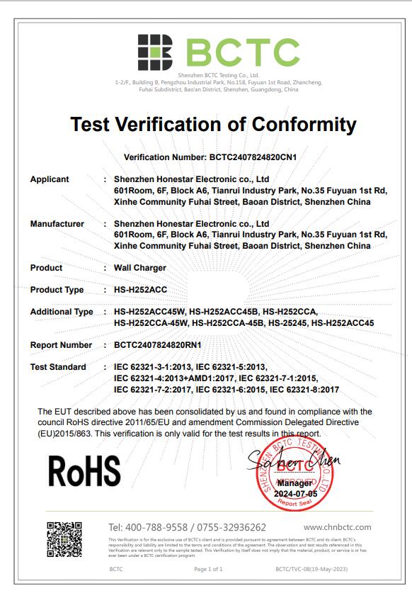 Shenzhen Honestar Electronic Co.,Ltdcertification