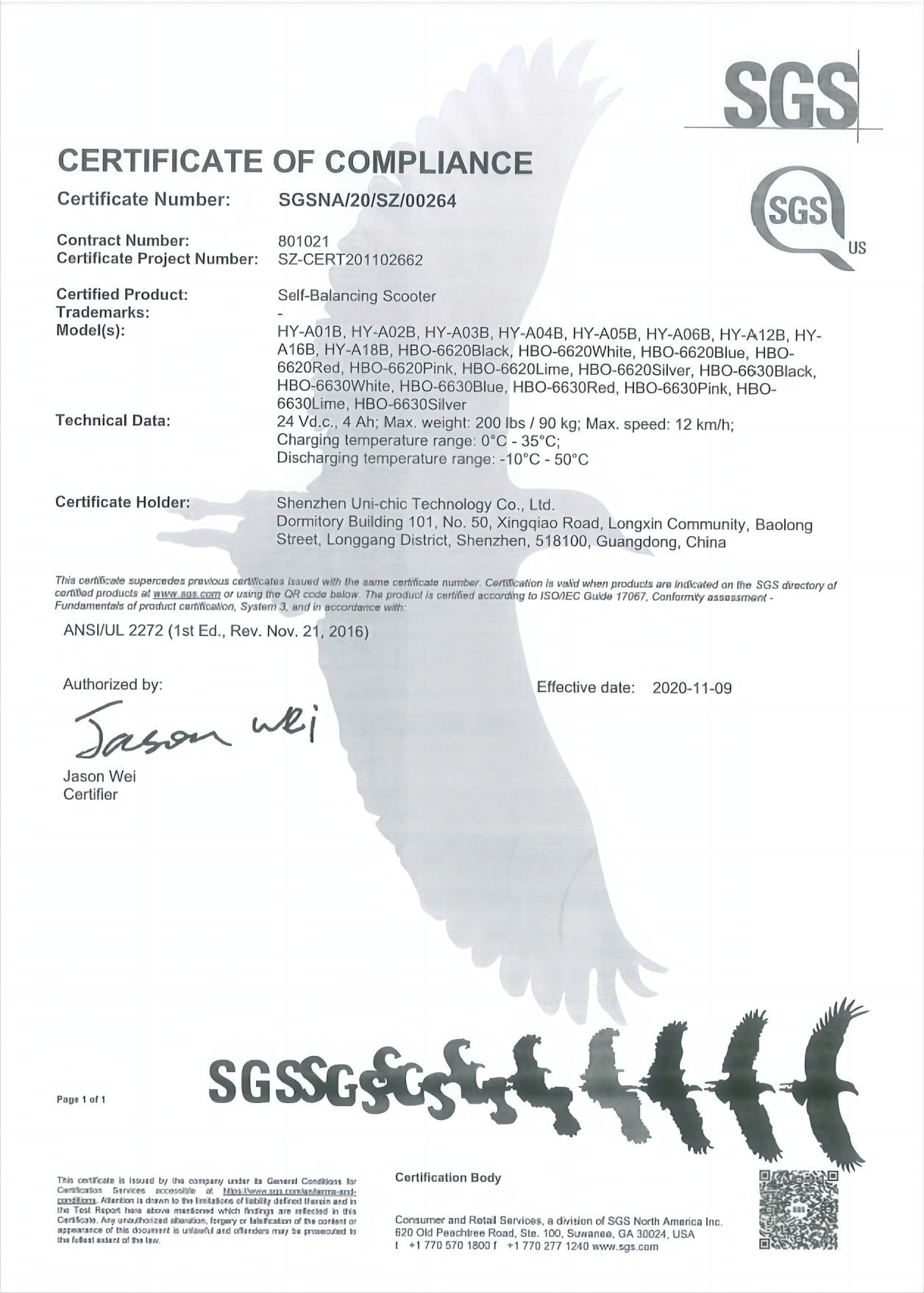 Shenzhen Uni-chic Technology Co., Ltdcertification