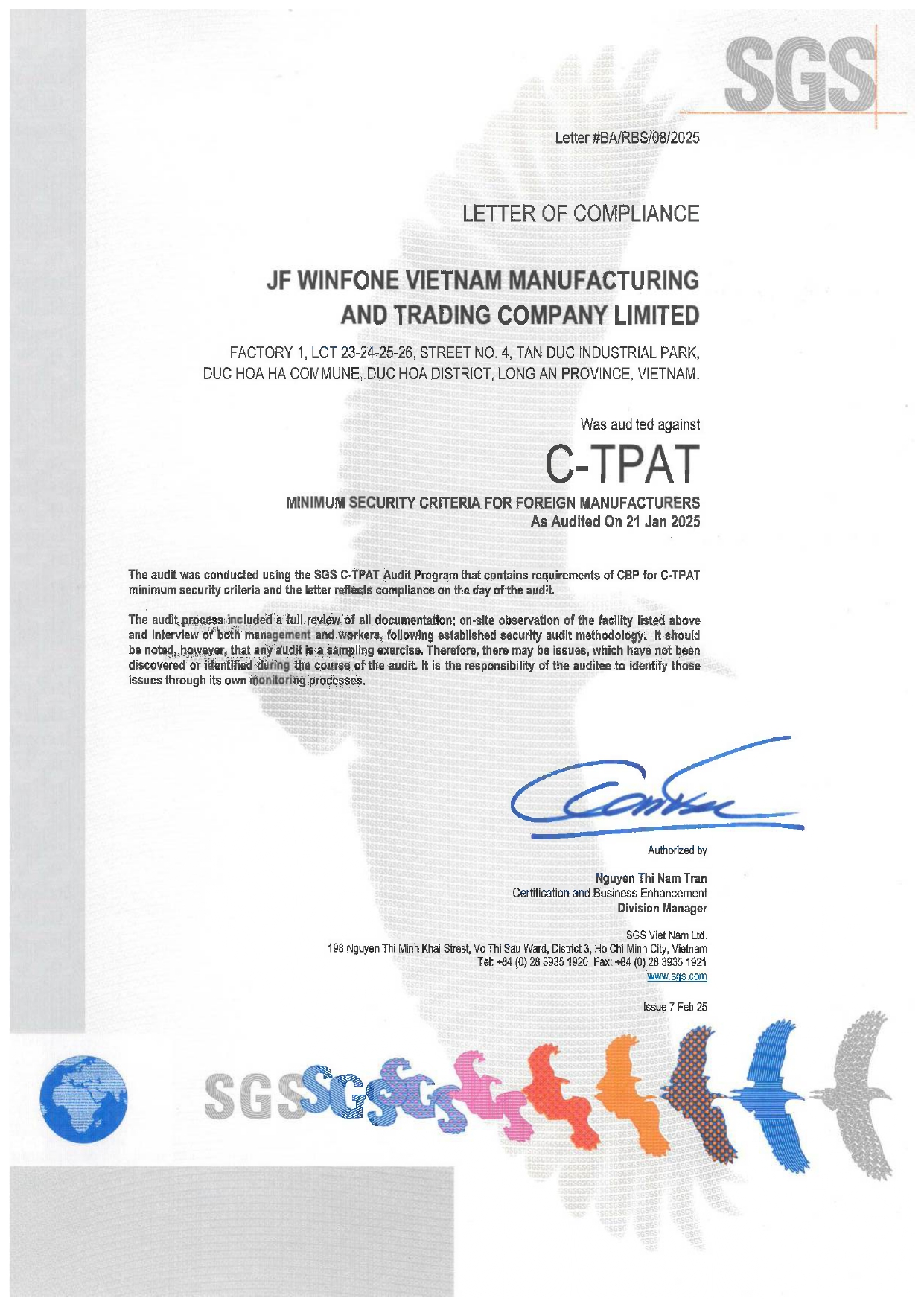 JF Winfone VN Co., LTDcertification