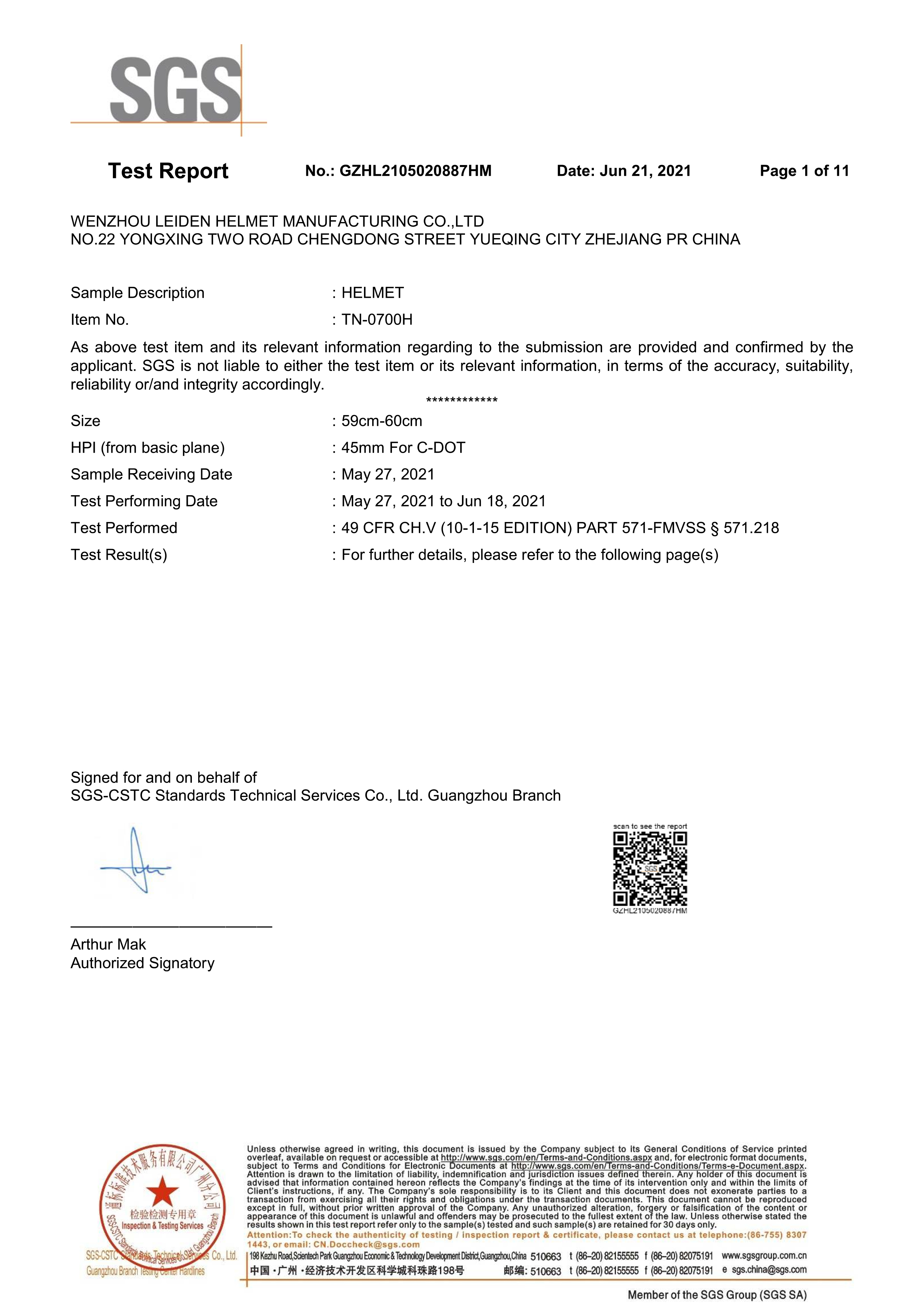 Wenzhou Leiden Helmet Manufacturing Co.,Ltdcertification