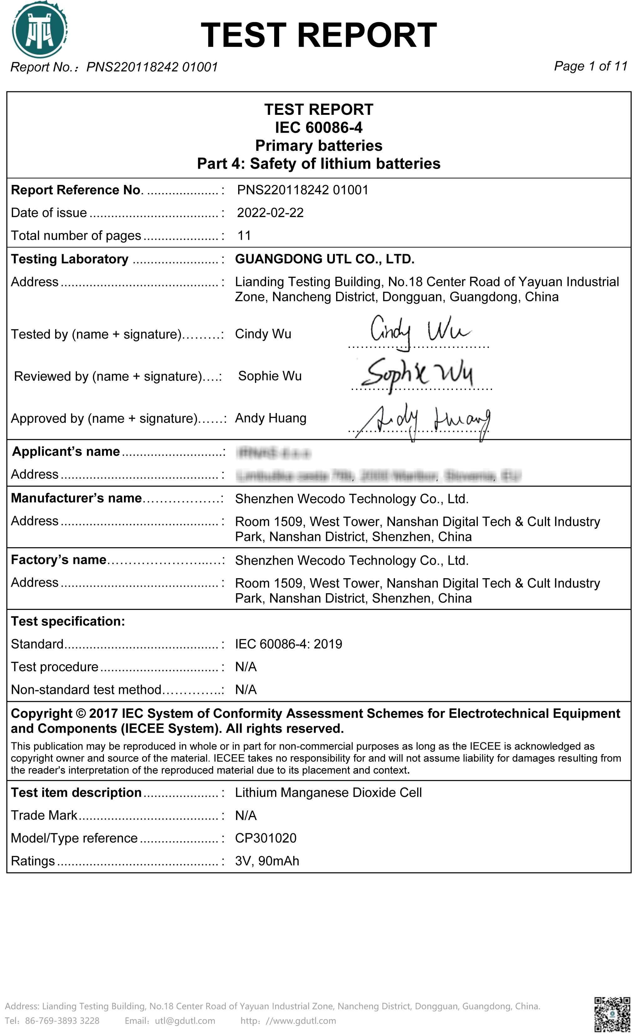 Shenzhen Wecodo Technology Co.,Ltdcertification
