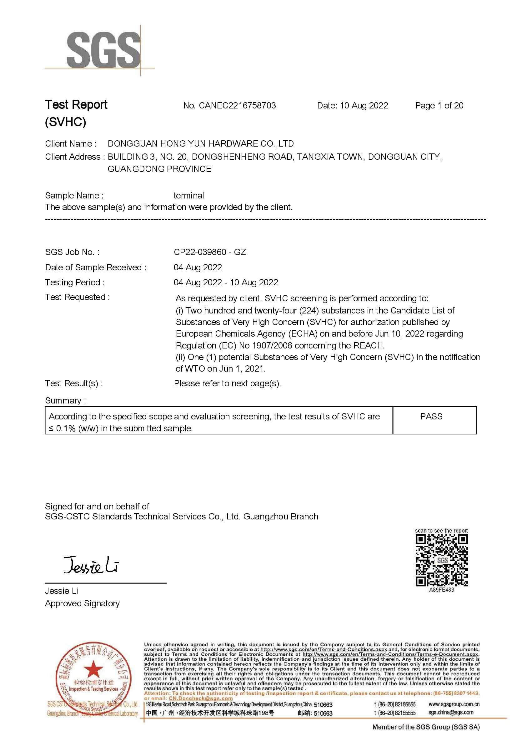 Hongyun Hardware Co. Ltdcertification