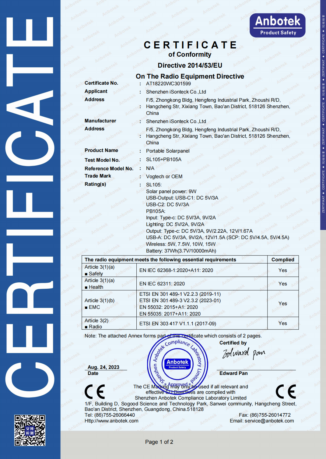 Shenzhen Isonteck Co. Ltdcertification