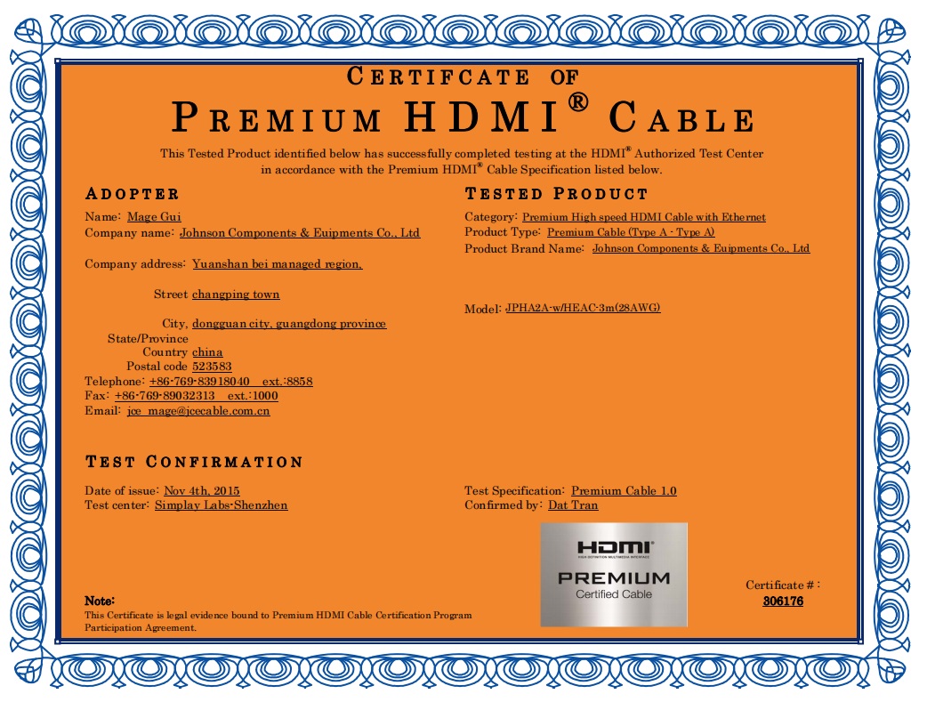 Jce Hdmi To Hdmi Cable 4k Gold Plated Premium 2.0 Hdmi Cable Support 4k