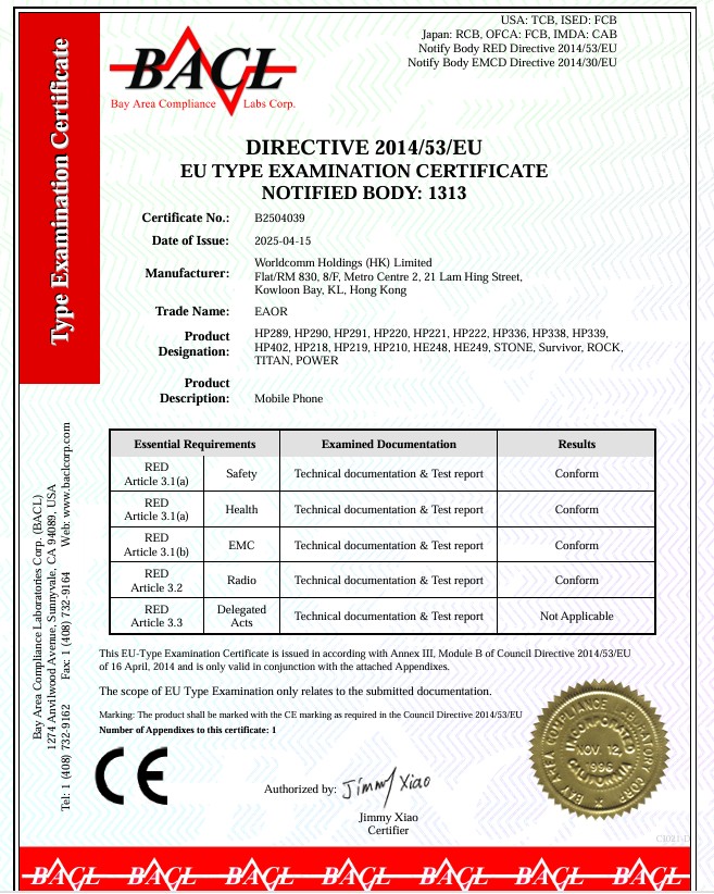 Hotronic Holdings (SZ) Limitedcertification