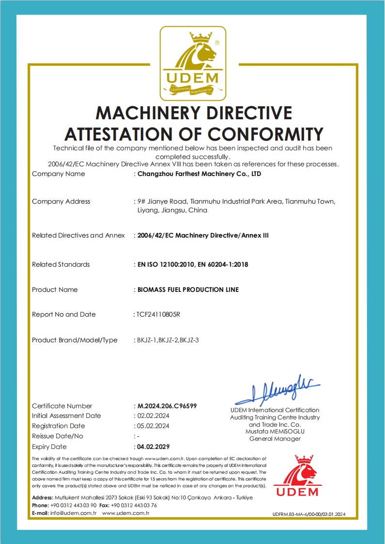Changzhou Farthest Machinery Co.,LTDcertification