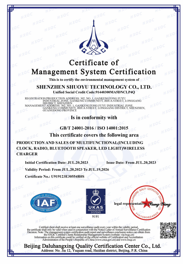 Shenzhen Shuo Yu Technology Co., Ltd.certification