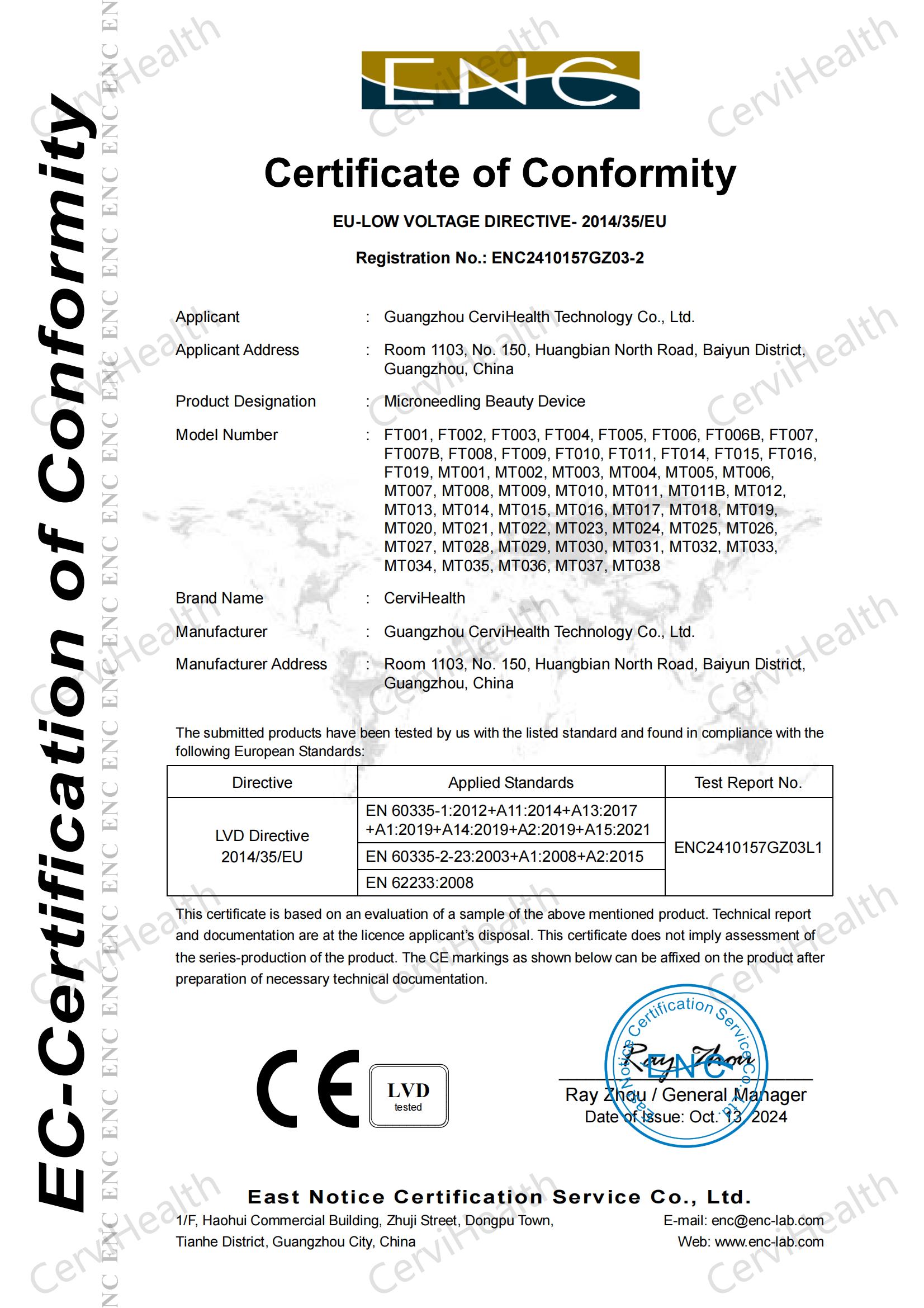 Guangzhou CerviHealth Technology Co., Ltd.certification