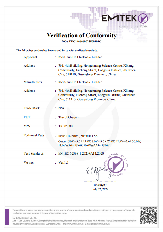 Shenzhen Meishunhe Electronics Co. Ltdcertification