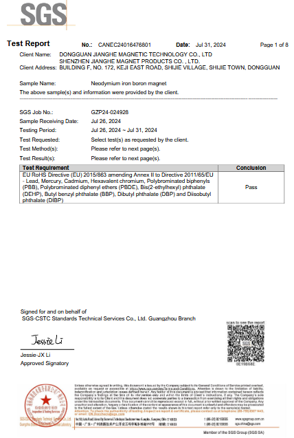 Dongguan JiangHe Magnetic Industry Technology Co., LTDcertification