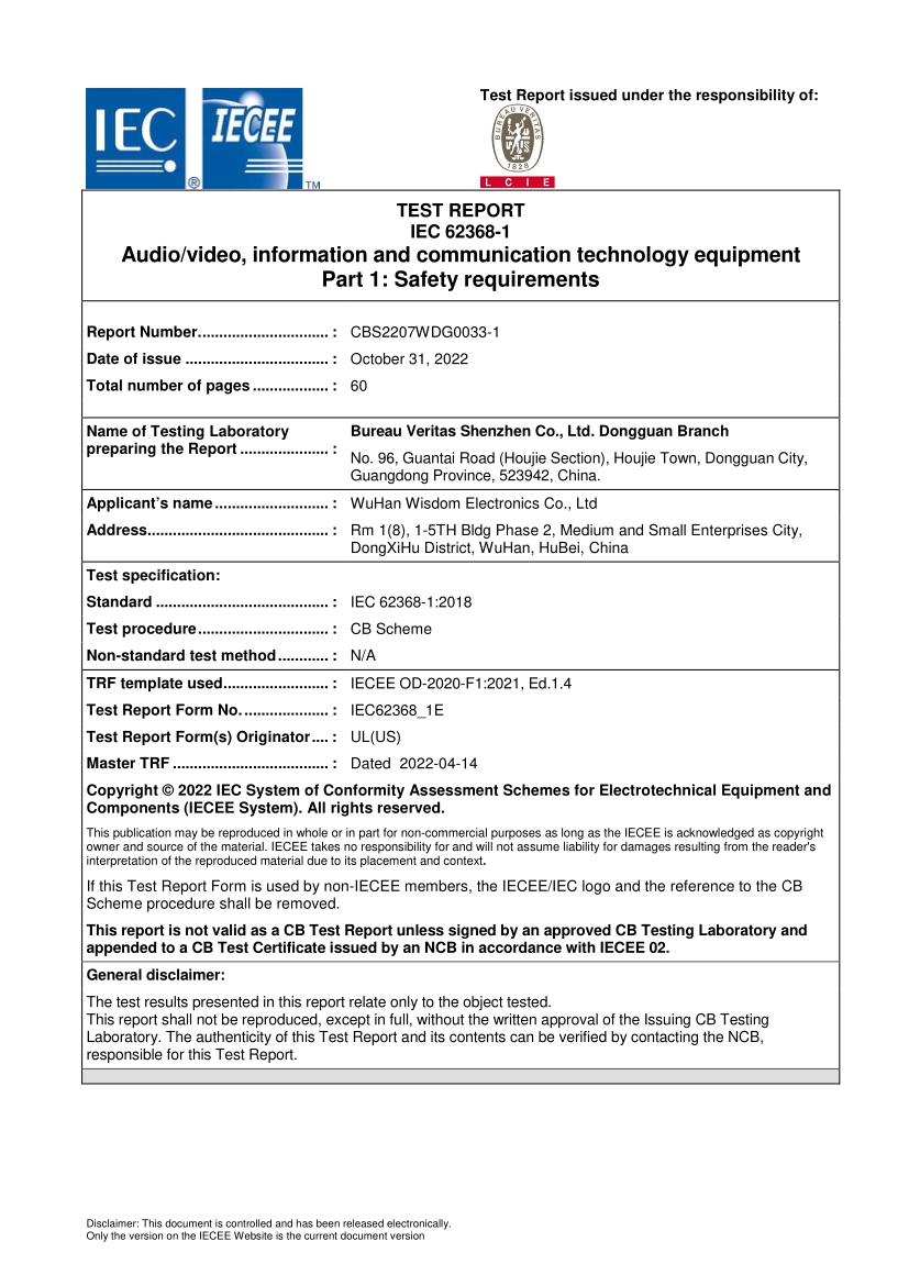 Wisdom Electronics Co.,ltdcertification