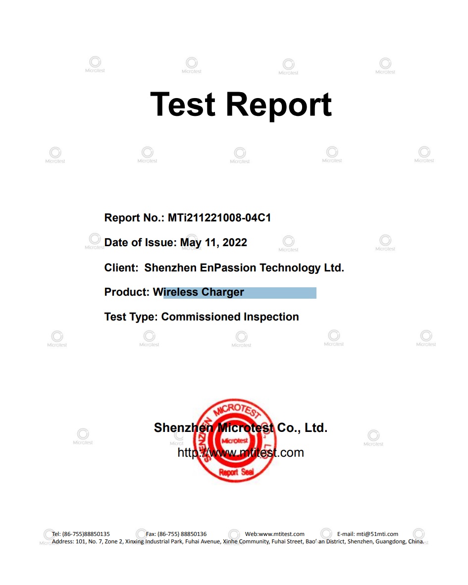 Shenzhen EnPassion Technology Ltd.certification