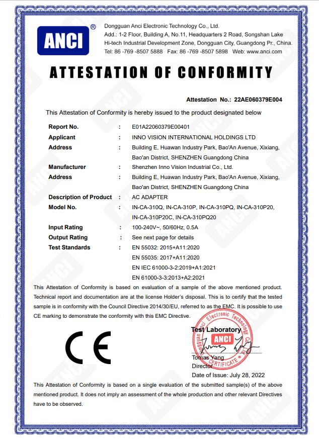 Inno Vision International Holdings Limitedcertification