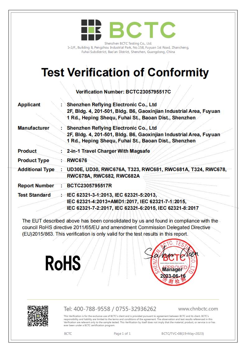 Shenzhen Reflying Electronic Co. Ltdcertification
