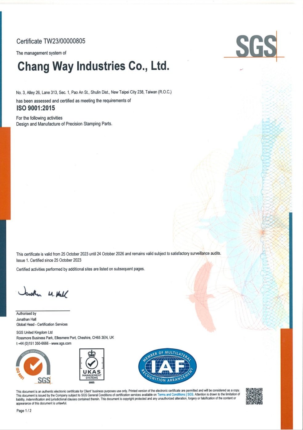 Chang Way Industries Co. Ltdcertification