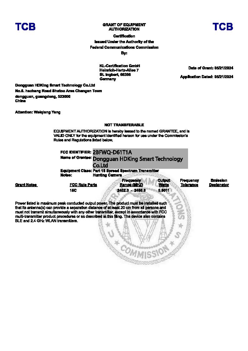 Dongguan HDKing Smart Technology Co.,LTDcertification