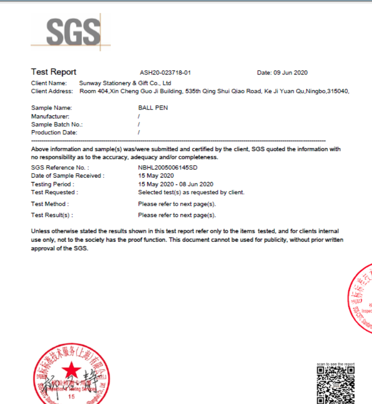 Sunway Stationery & Gift Co. Ltdcertification