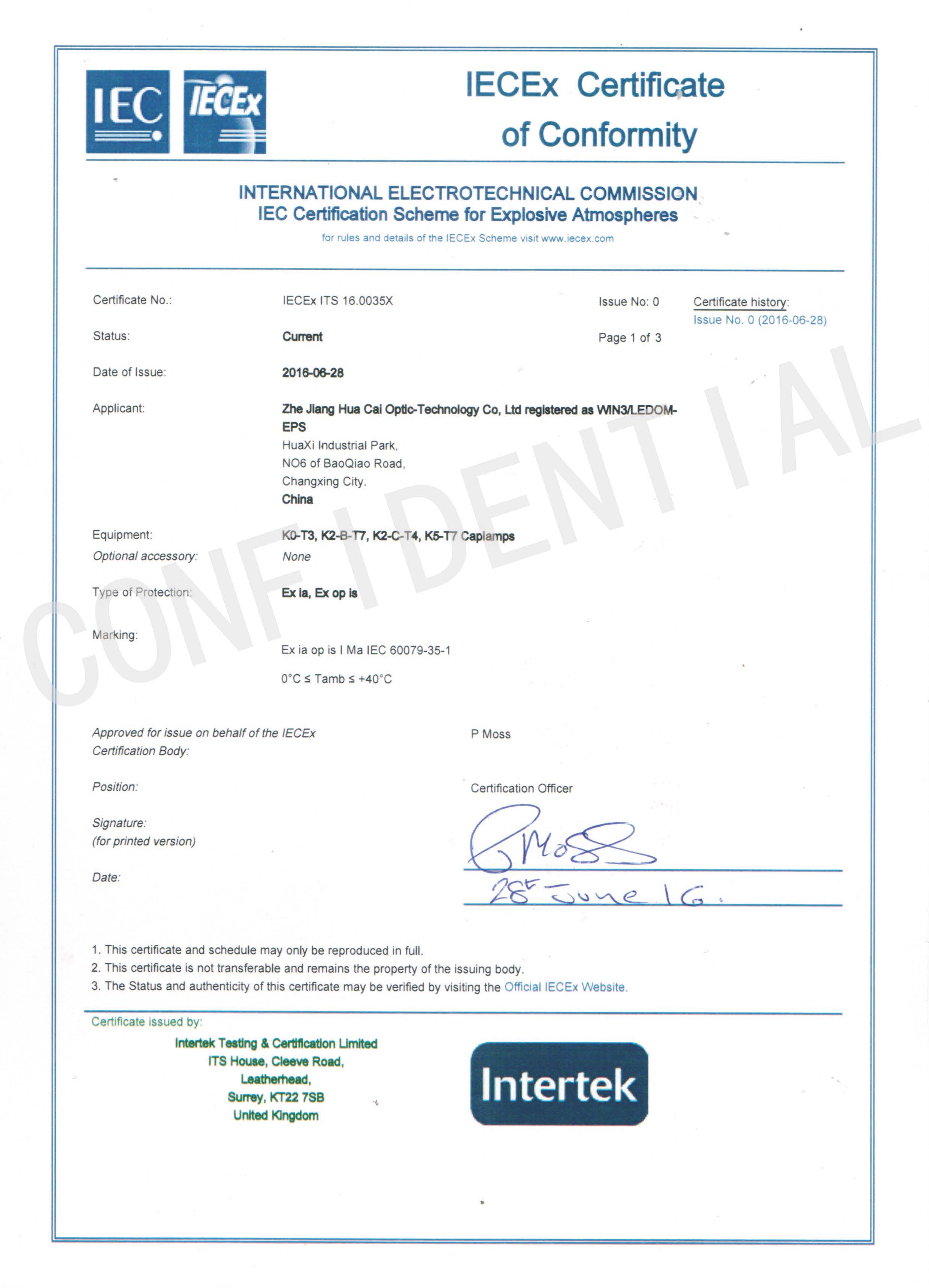 Zhejiang Huacai Optic-technology Co. Ltdcertification