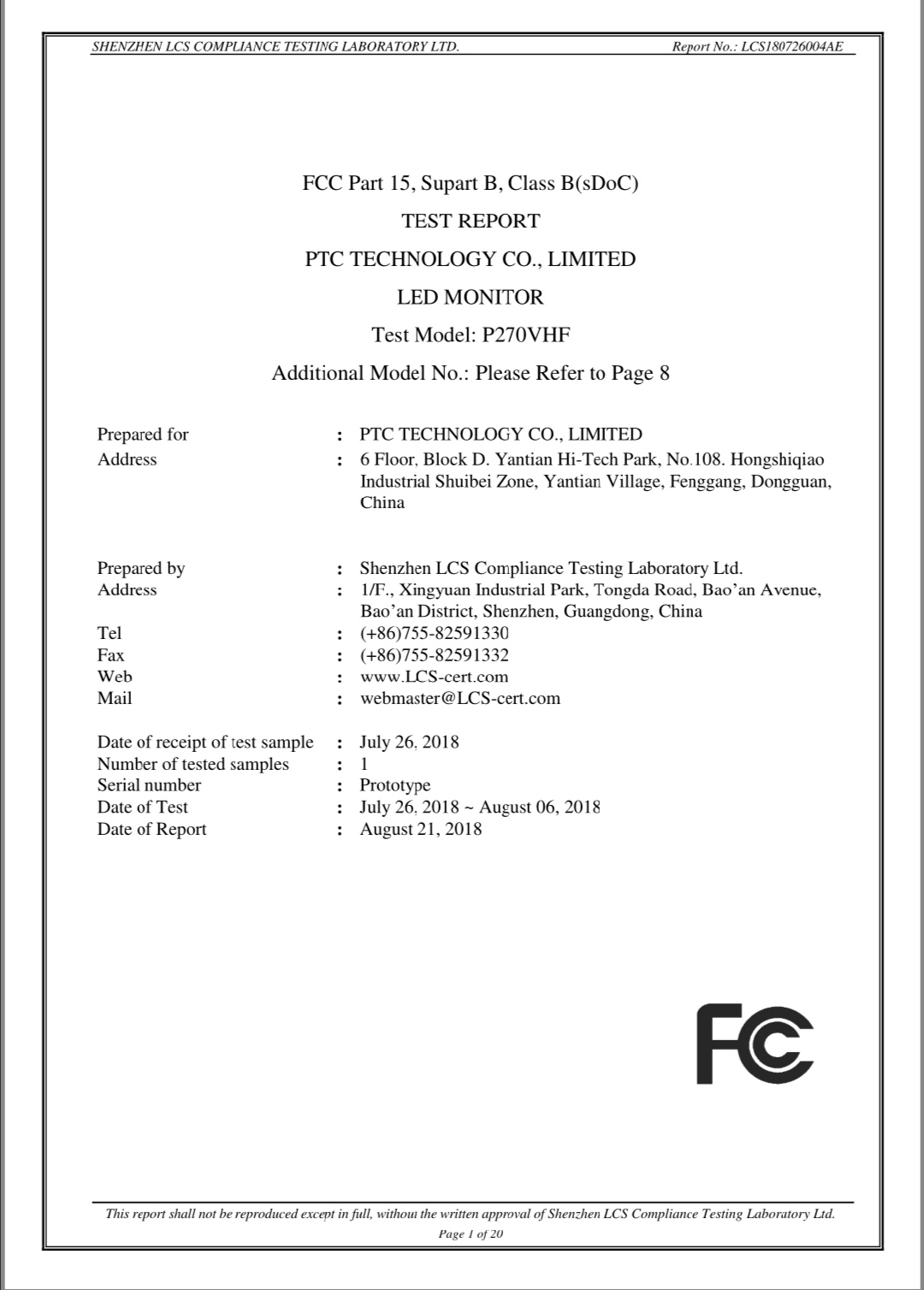 Dongguan PTC TechnoIogy Co. Limitedcertification