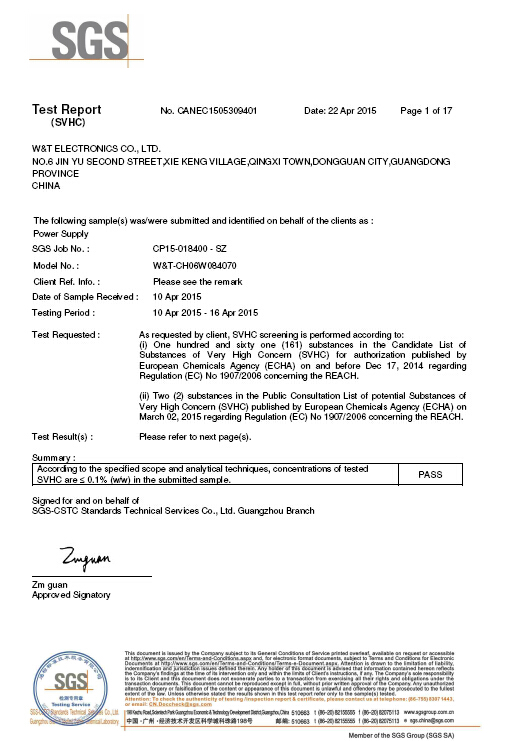 W&T Electronics Co. Ltdcertification