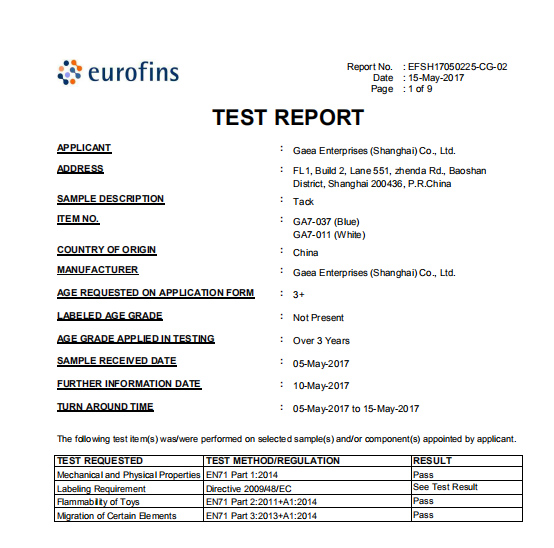 Gaea Enterprises (Shanghai) Co. Ltdcertification