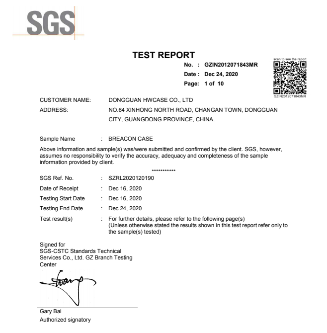 Dongguan HWcase Co.,Ltdcertification