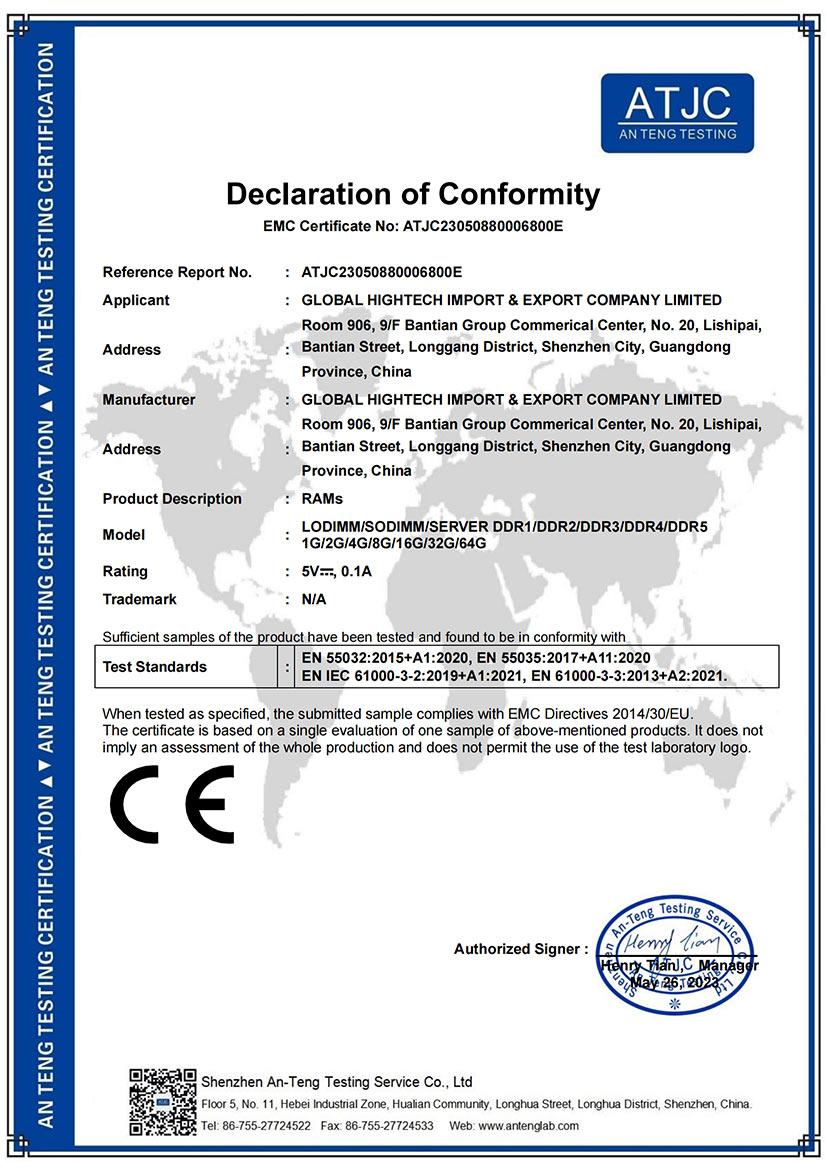 Global Hightech Import&Export Company Limitedcertification