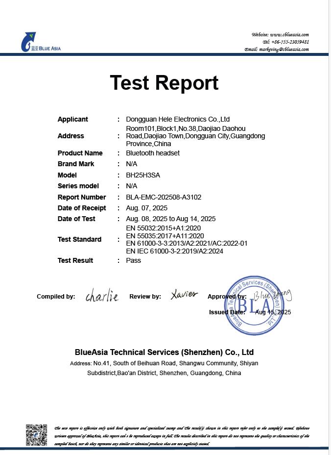Dongguan Hele Electronics Co., Ltdcertification